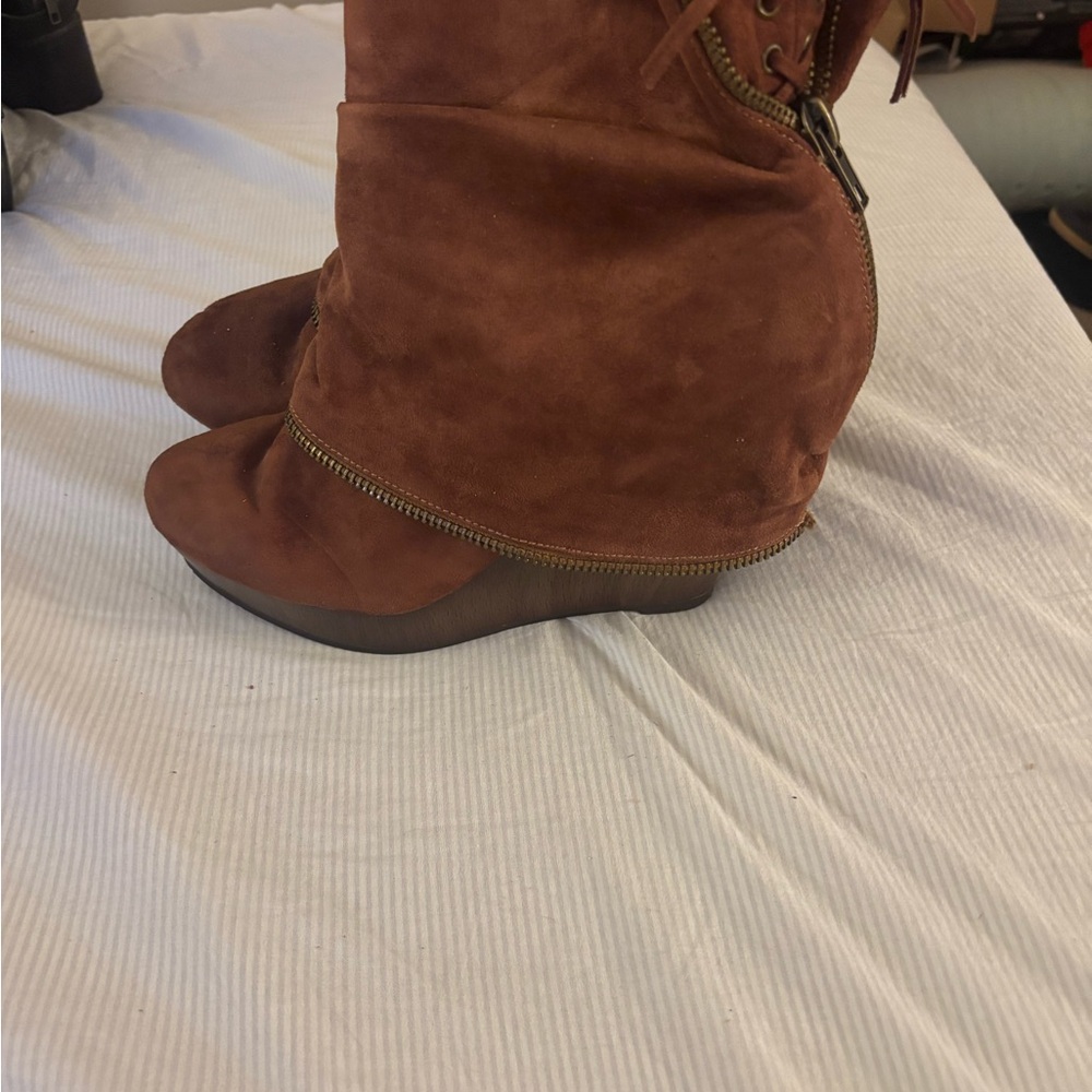 Not Rated Tan Suede Heeled Boots